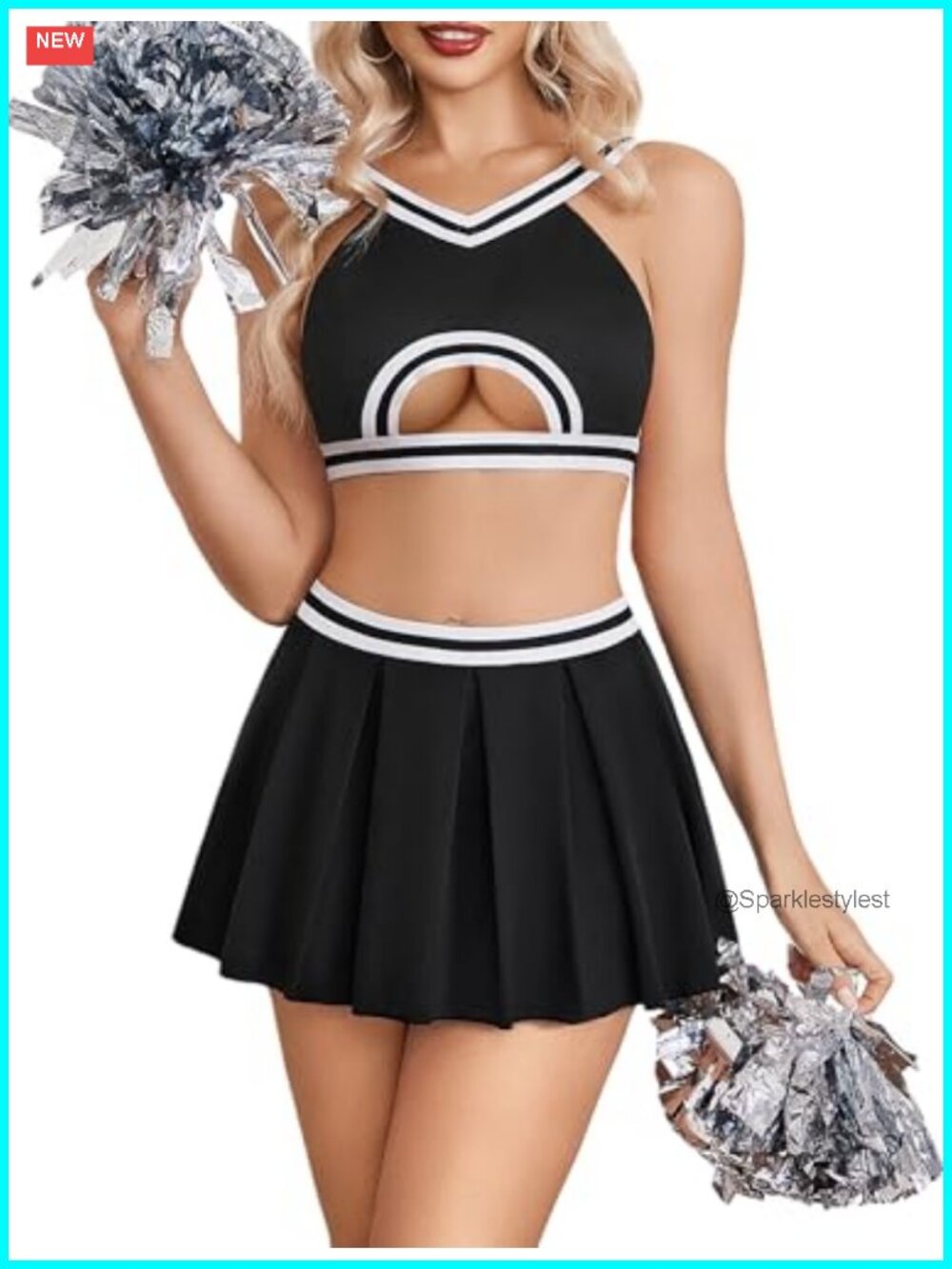 Cheerleader Costume Set Crop Top Pleated Mini Skirt Cosplay Outfit